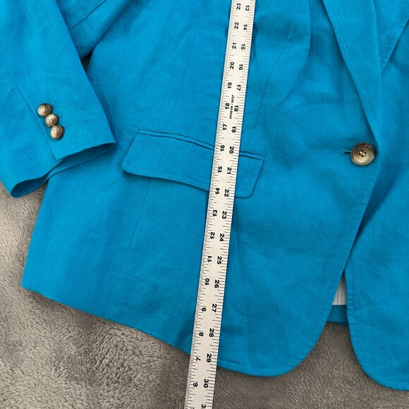Talbots Plus Blue Linen One Button Blazer Women's size 20W - Picture 4 of 6